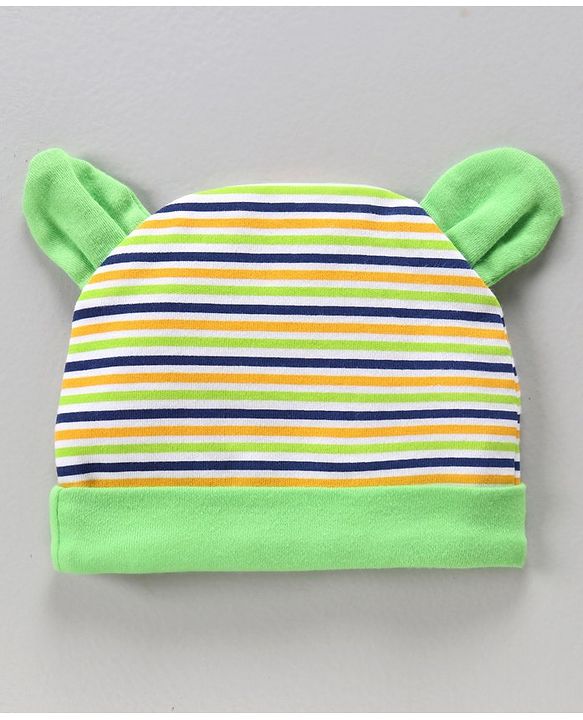 Babyhug 100% Cotton Cap Mittens And Booties Pack Of 3 - Green