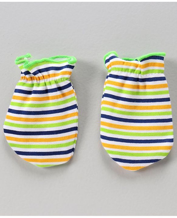 Babyhug 100% Cotton Cap Mittens And Booties Pack Of 3 - Green