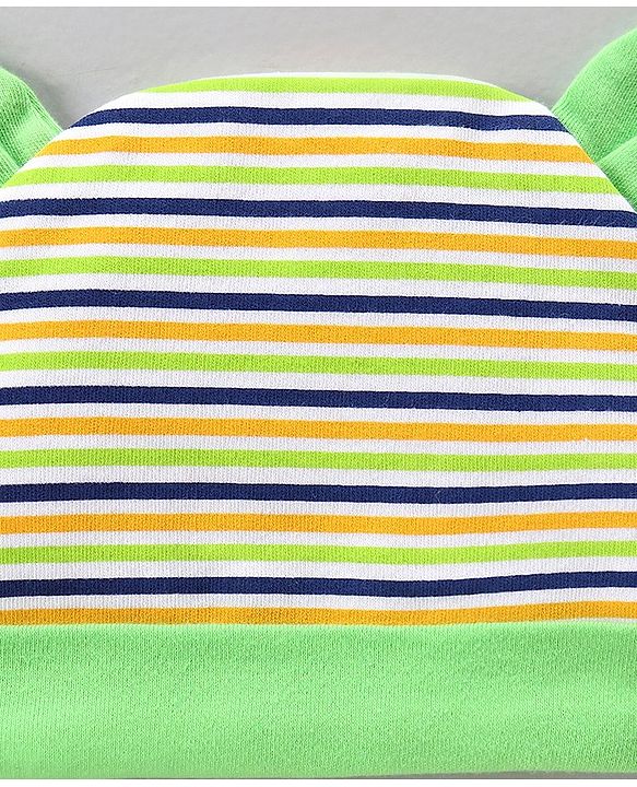Babyhug 100% Cotton Cap Mittens And Booties Pack Of 3 - Green