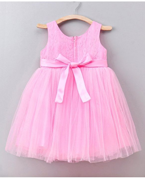 Babyhug Sleeveless Party Wear Frock Floral Embroidery - Pink