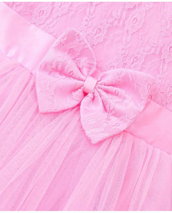 Babyhug Sleeveless Party Wear Frock Floral Embroidery - Pink