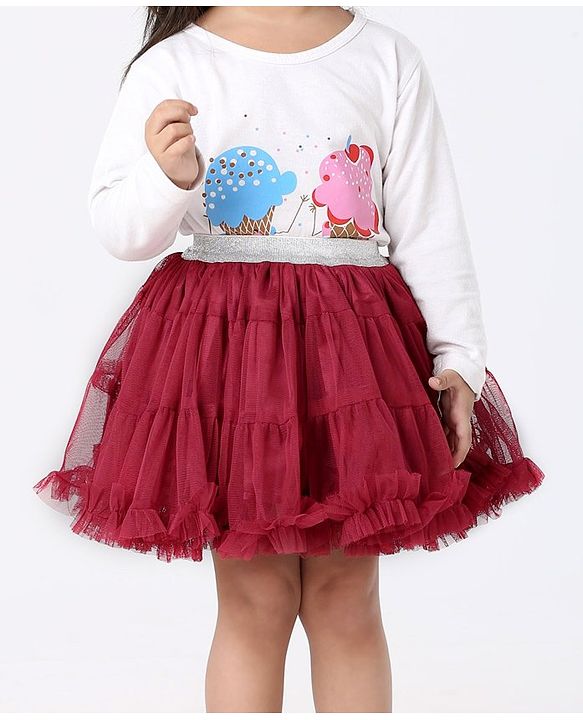 Babyhug Knee Length Party Wear Skirt Solid Color - Maroon