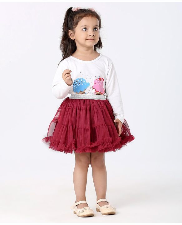Babyhug Knee Length Party Wear Skirt Solid Color - Maroon