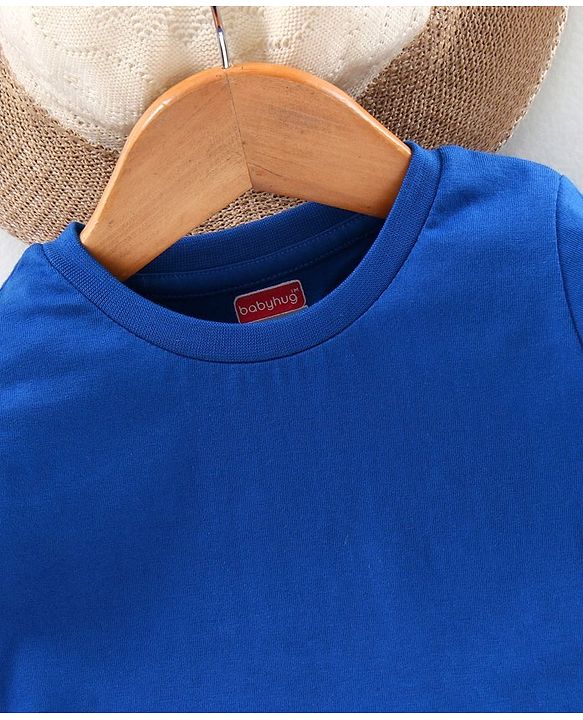 Babyhug 100% Cotton Half Sleeves Tee - Blue