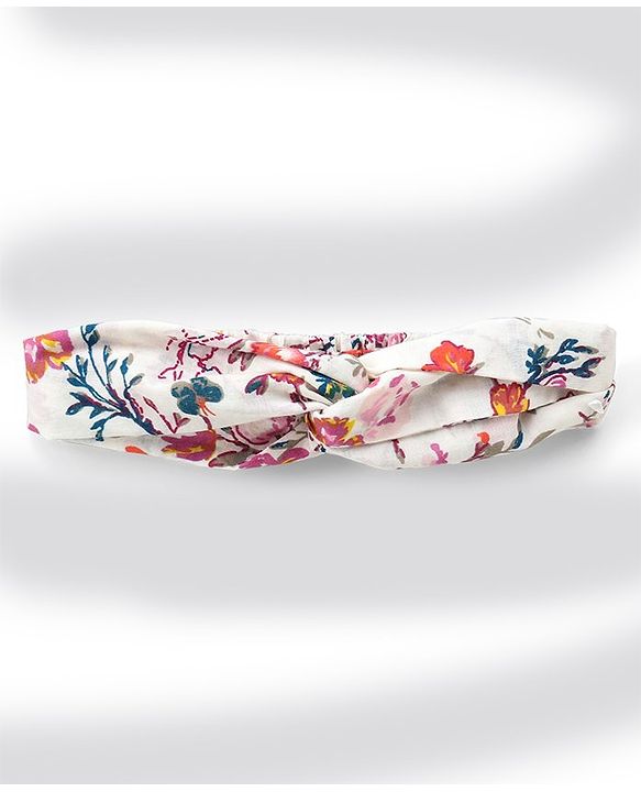 Pine Kids Frill Sleeves Frock & Headband Floral Print - Off White