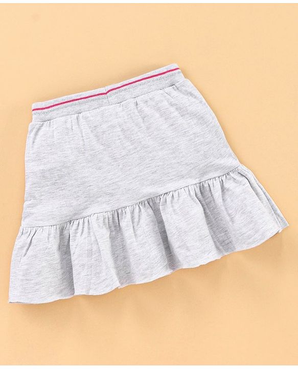 Babyhug Mid Thigh Skirt Butterfly Print - Grey
