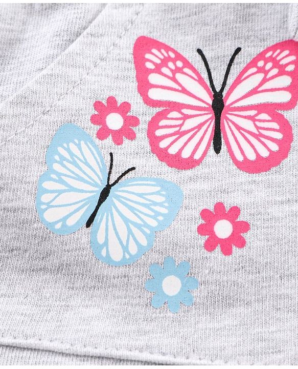 Babyhug Mid Thigh Skirt Butterfly Print - Grey