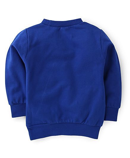 Babyhug Full Sleeves Sweatshirt Bonjour Print - Blue