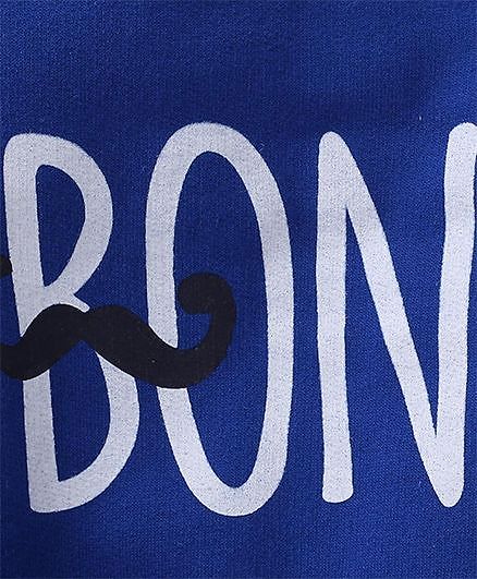 Babyhug Full Sleeves Sweatshirt Bonjour Print - Blue
