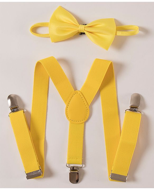 Pine Kids Free Size Bow and Suspender Set - Yellow