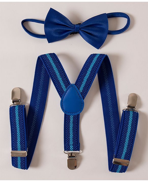 Pine Kids Free Size Bow and Suspender Set - Blue