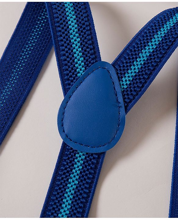 Pine Kids Free Size Bow and Suspender Set - Blue
