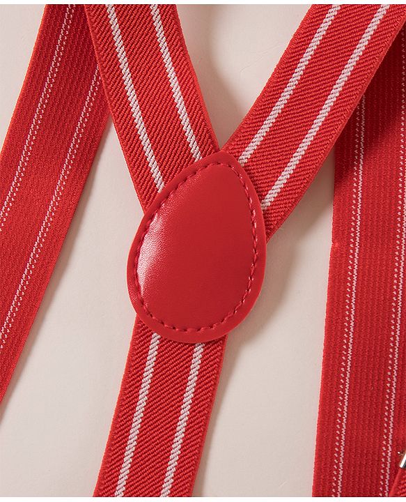 Pine Kids Free Size Bow and Suspender Set - Red