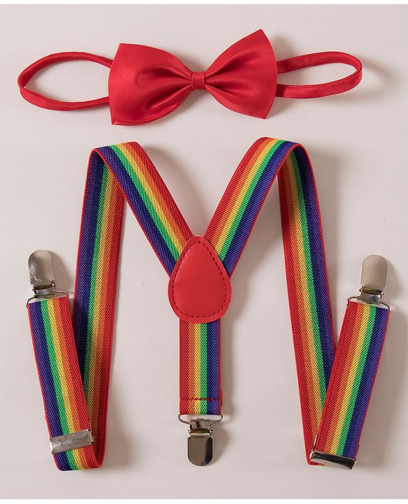 Pine Kids Free Size Bow and Suspender Set - Multicolour