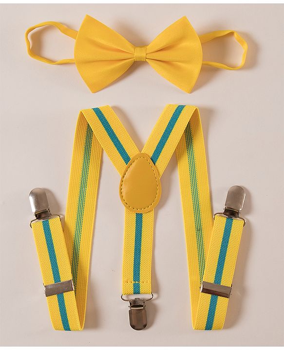 Pine Kids Free Size Bow and Suspender Set - Yellow