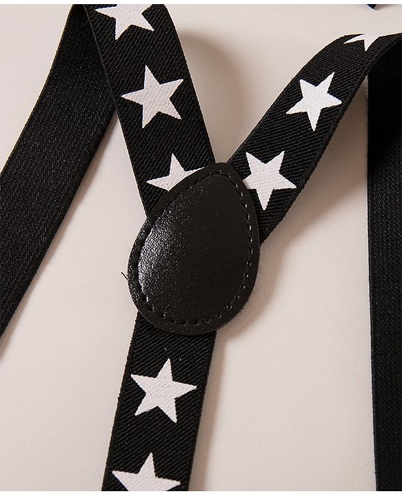 Babyhug Bow & Suspender Star Print - Black