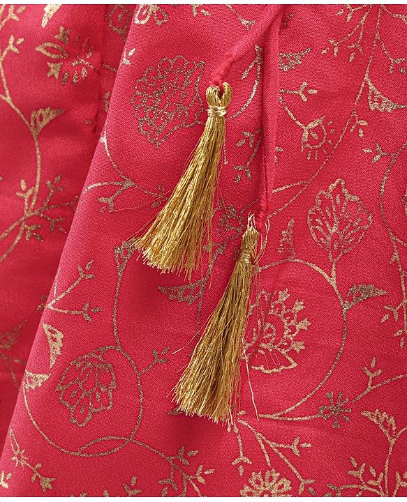 Babyhug Sleeveless Glitter Printed Choli with Lehenga & Dupatta Set - Pink Beige