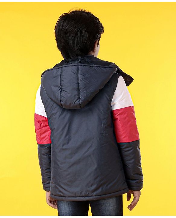 Pine Kids Full Sleeves Color Block Hooded Jacket - Red
