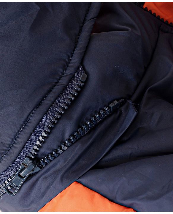 Pine Kids Full Sleeves Padded Medium Winter Hoodie Jacket Color Block - Orange
