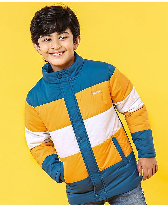 Pine Kids Full Sleeves Jackets with Color Block - Yellow