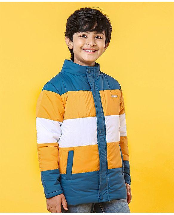 Pine Kids Full Sleeves Jackets with Color Block - Yellow