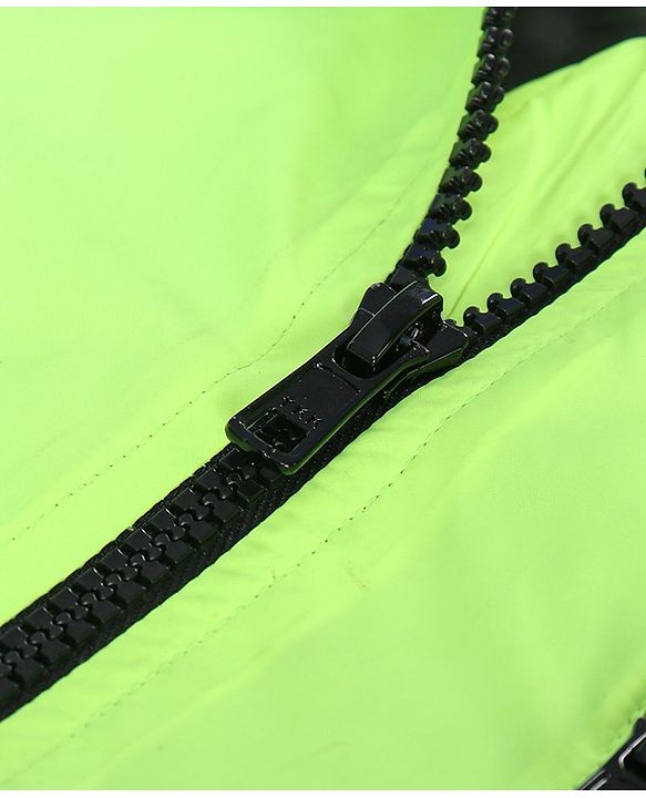 Pine Kids Full Sleeve Jacket with Hoodie Water Repellent Light Winter Solid - Neon Green