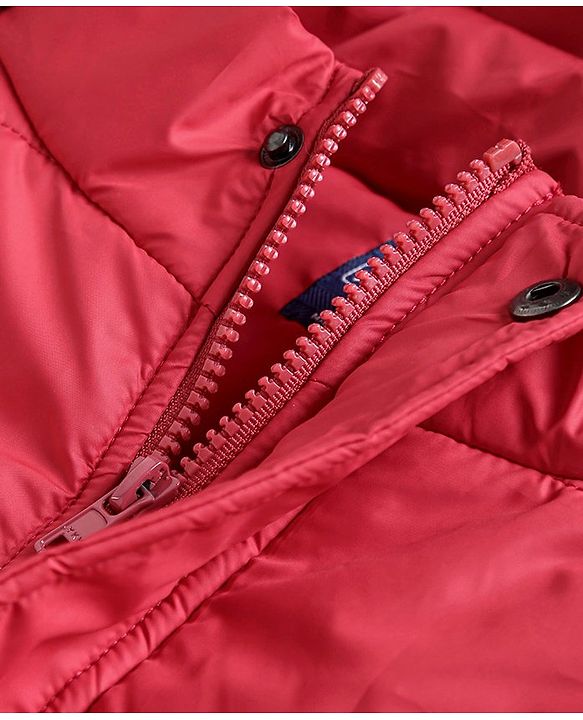 Pine Kids Full Sleeves Jackets with Detachable Hoodie - Red