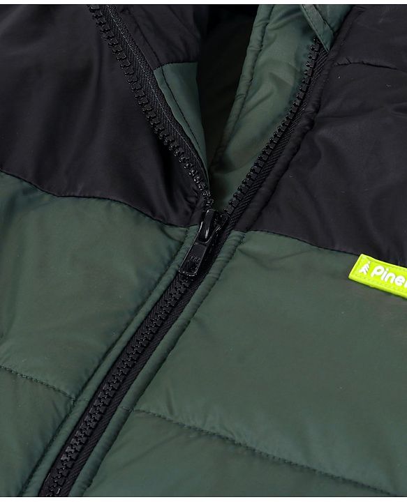 Pine Kids Full Sleeves Hooded Jacket - Olive Green