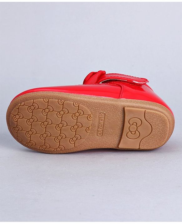 Cute Walk by Babyhug Party Wear Belly Shoes Bow Appliques - Red