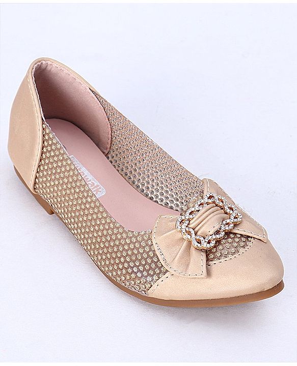 Cute Walk by Babyhug Party Wear Belly Shoes Bow Applique - Golden