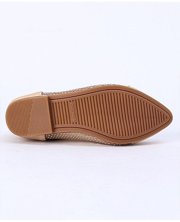Cute Walk by Babyhug Party Wear Belly Shoes Bow Applique - Golden