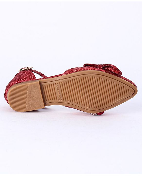 Cute Walk by Babyhug Party Wear Belly Shoes Bow Appliques - Red
