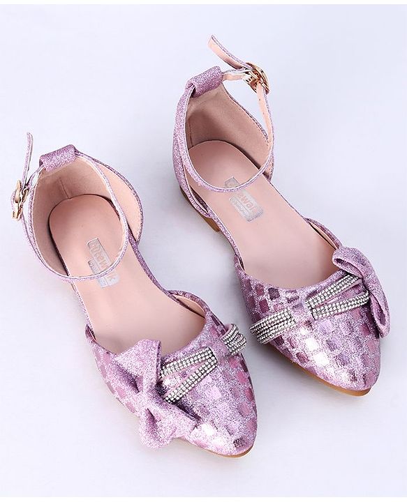Cute Walk by Babyhug Party Wear Belly Shoes Bow Appliques - Pink
