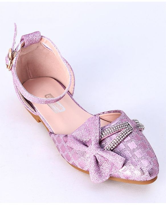 Cute Walk by Babyhug Party Wear Belly Shoes Bow Appliques - Pink