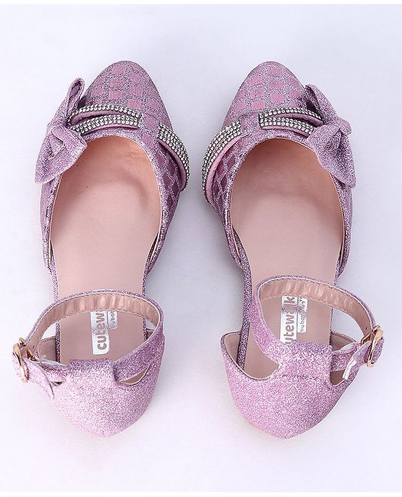 Cute Walk by Babyhug Party Wear Belly Shoes Bow Appliques - Pink