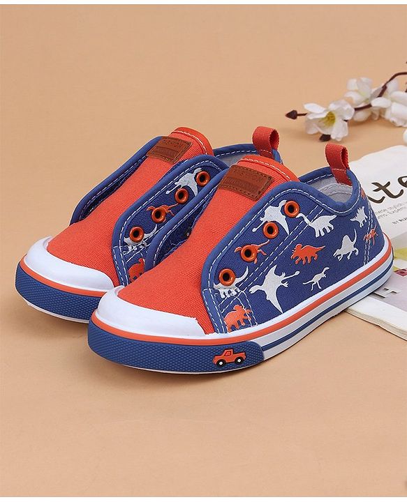 Cute Walk by Babyhug Casual Shoes Dino Print - Orange Blue