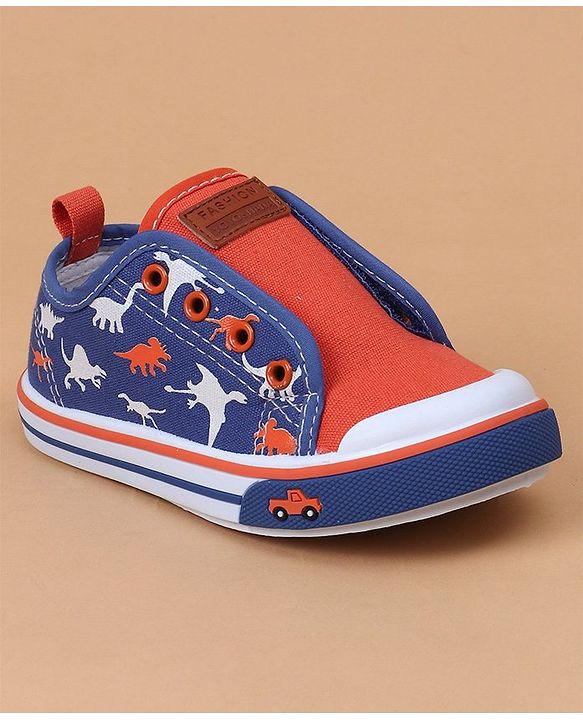 Cute Walk by Babyhug Casual Shoes Dino Print - Orange Blue