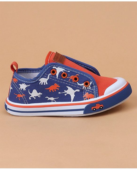 Cute Walk by Babyhug Casual Shoes Dino Print - Orange Blue
