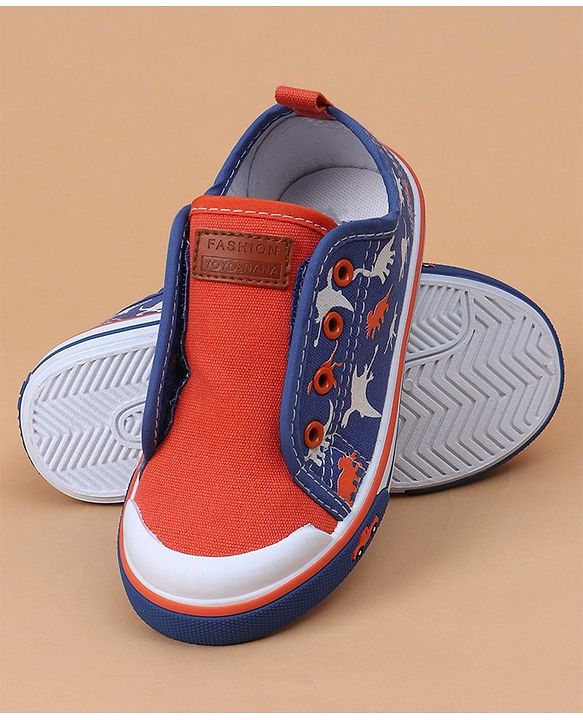 Cute Walk by Babyhug Casual Shoes Dino Print - Orange Blue