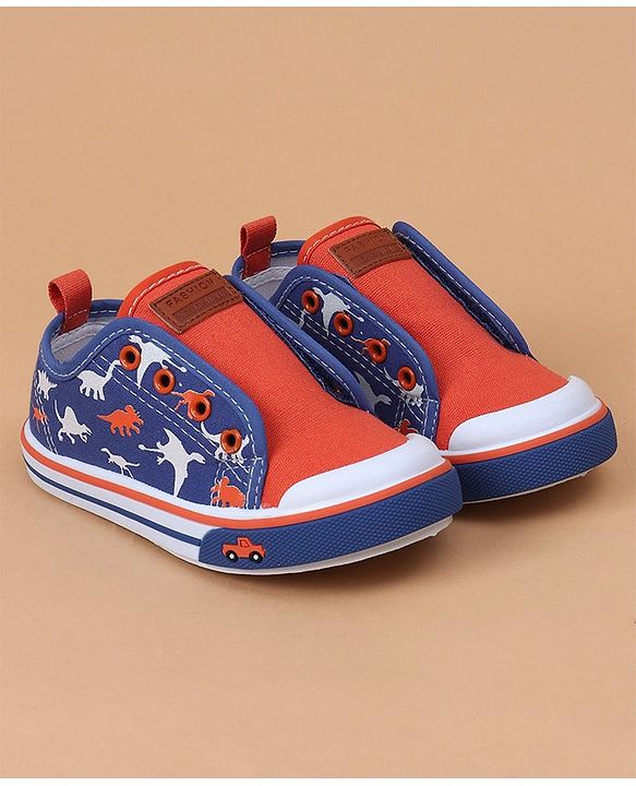 Cute Walk by Babyhug Casual Shoes Dino Print - Orange Blue