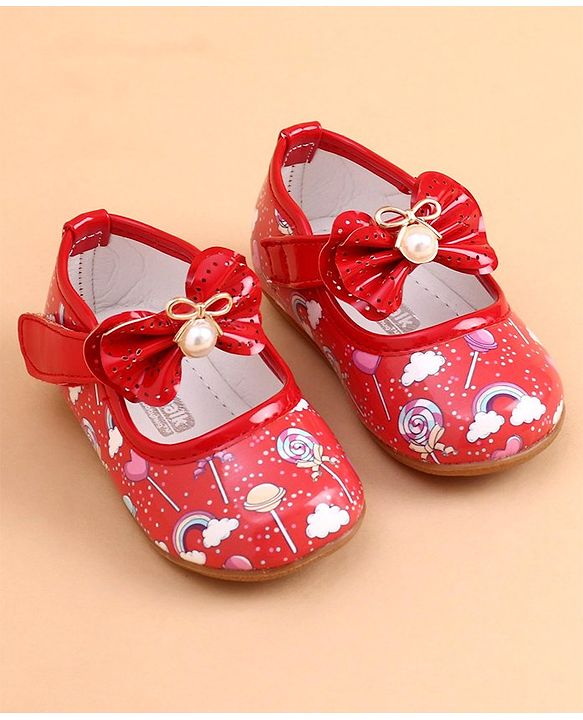Cute Walk by Babyhug Sandals Bow Applique - Red