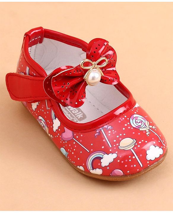 Cute Walk by Babyhug Sandals Bow Applique - Red