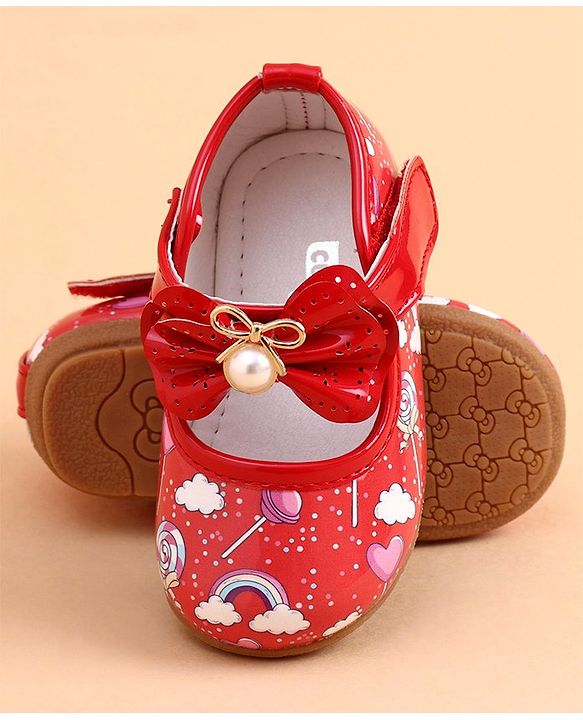 Cute Walk by Babyhug Sandals Bow Applique - Red