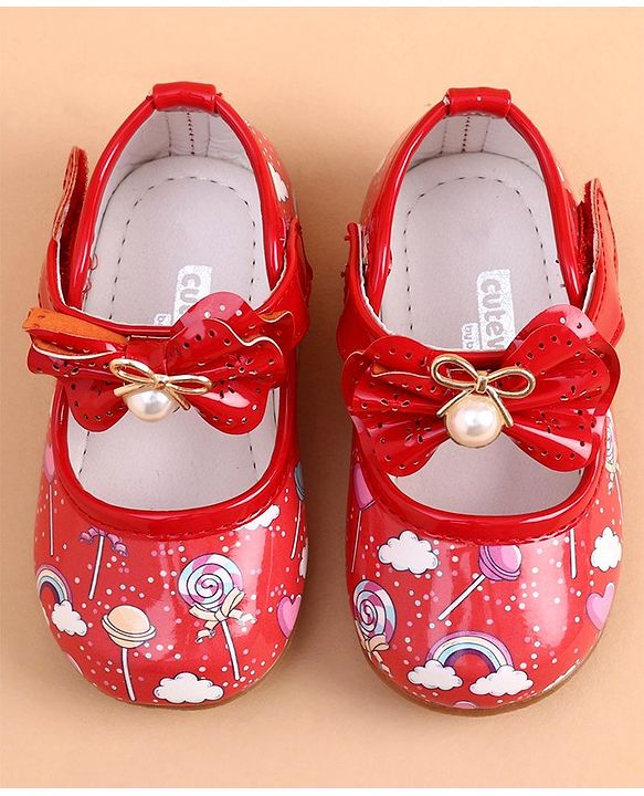 Cute Walk by Babyhug Sandals Bow Applique - Red