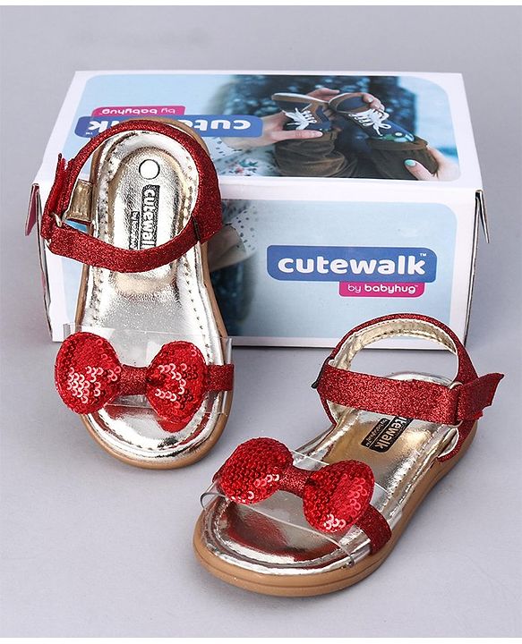 Cute Walk by Babyhug Party Wear Sandals - Red