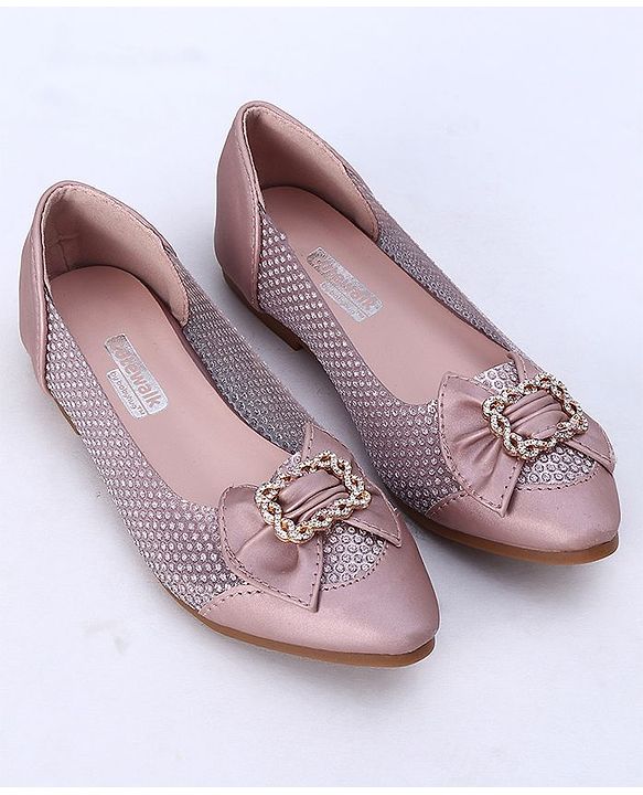 Cute Walk by Babyhug Party Wear Belly Shoes Bow Applique - Pink