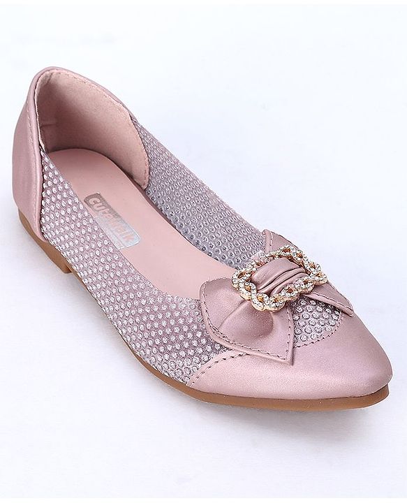 Cute Walk by Babyhug Party Wear Belly Shoes Bow Applique - Pink