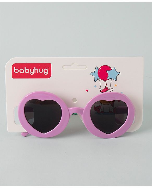 Babyhug Round Shaped With Heart Sunglasses - Purple