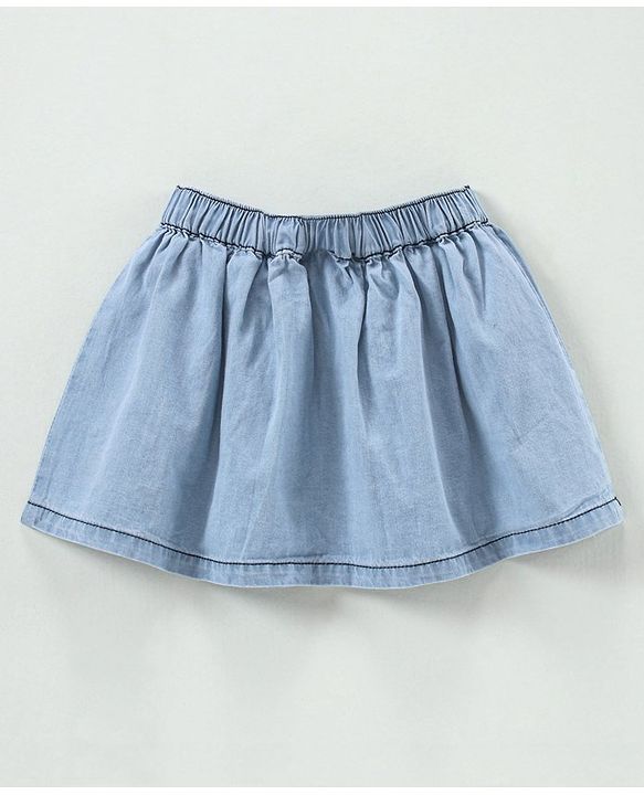 Babyhug Mid Thigh Pleated Skirt with Suspenders - Blue