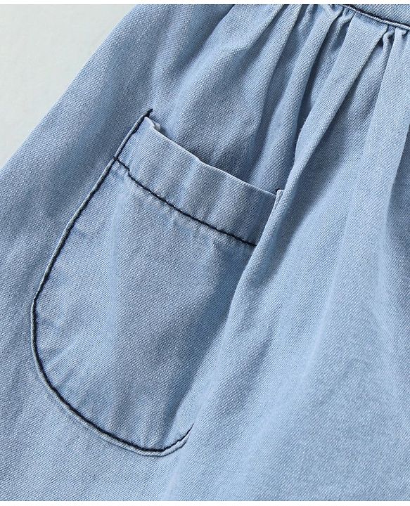 Babyhug Mid Thigh Pleated Skirt with Suspenders - Blue